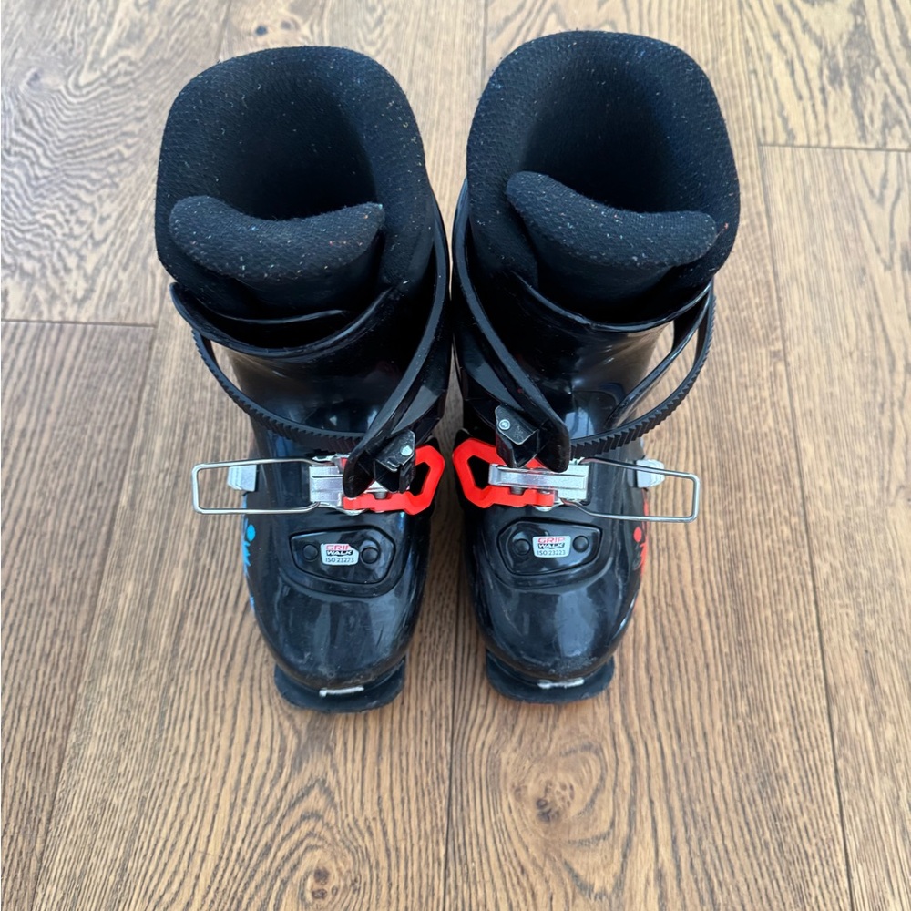 Black Ski Boots with Red Accents